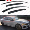 Premium Kdm Low Profile Style Smoke Tinted Window Visor Rain Guard W Clips Black Trim Compatible For 2021-2022 Kia K5 All