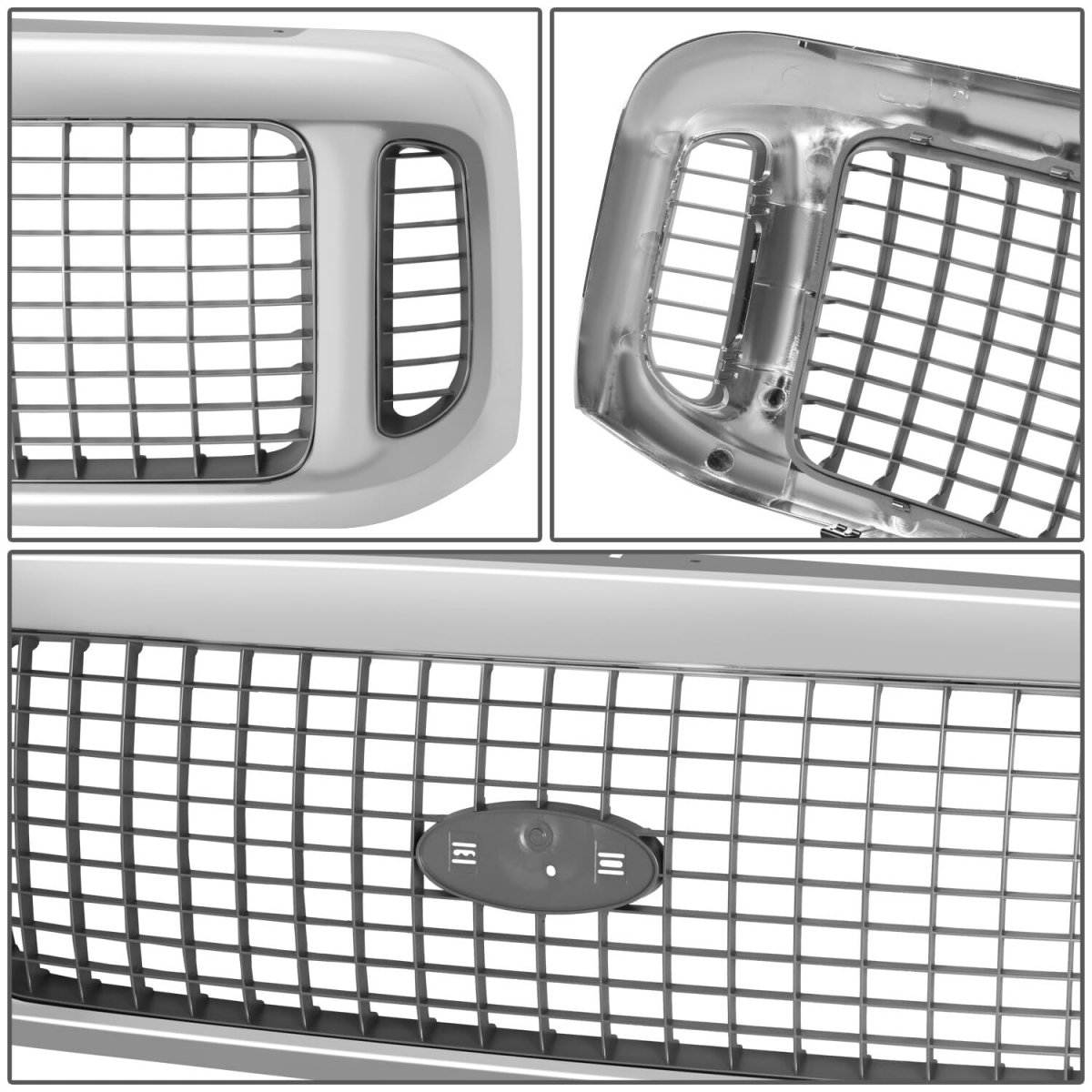 Fo1200448 Factory Style Front Bumper Grill Grille Assembly For Ford Excursion Limited Xlt 2002-2004 Chrome Gray