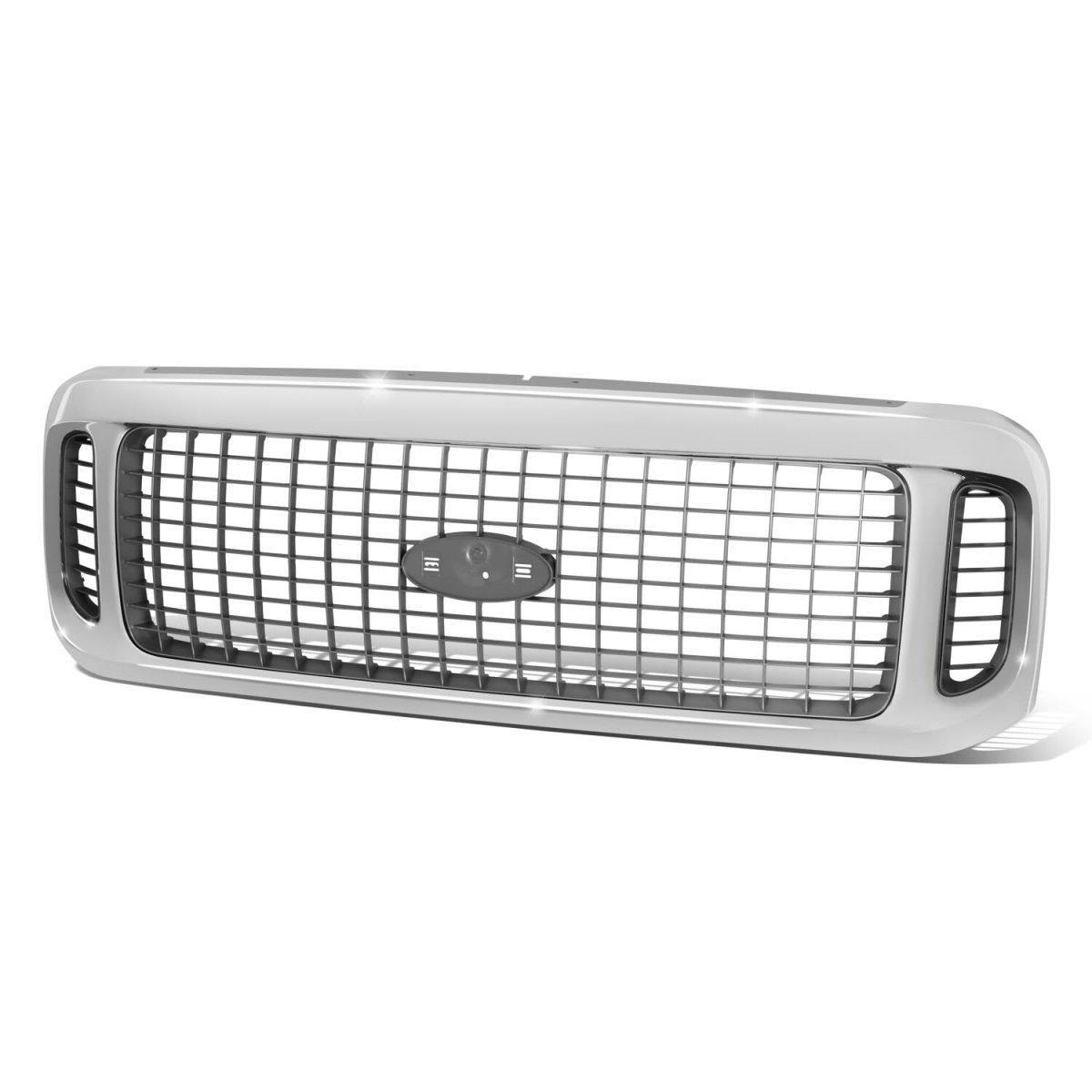 Fo1200448 Factory Style Front Bumper Grill Grille Assembly For Ford Excursion Limited Xlt 2002-2004 Chrome Gray