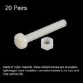 Uxcell 20 Pairs Nylon Screw Nut Assortment M8x60mm Slotted Pan Head Screws M8 Hex Nuts For Machinery Electronics White