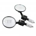 Httmt Mt079a-25- Round Bar End 1 25mm Mirrors Adjustable Foldable For H-d Black