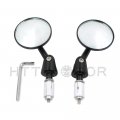 Httmt Mt079a-25- Round Bar End 1 25mm Mirrors Adjustable Foldable For H-d Black