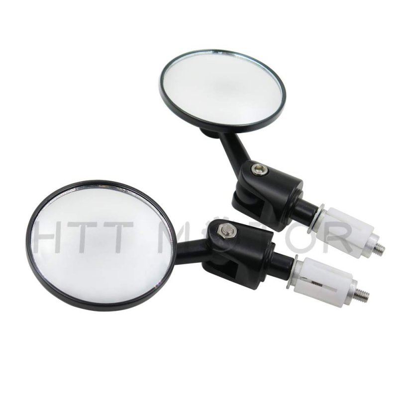 Httmt Mt079a-25- Round Bar End 1 25mm Mirrors Adjustable Foldable For H-d Black