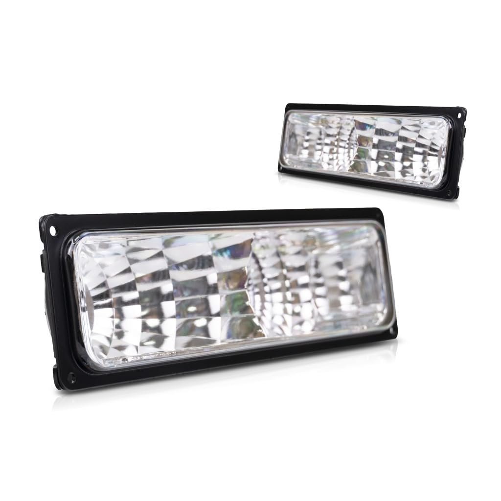 Turn Signal Parking Light Assembly For Gmc K2500 Suburban 1999 2000 Crystal Project With Black Trim Set Of 2 Gm2811104