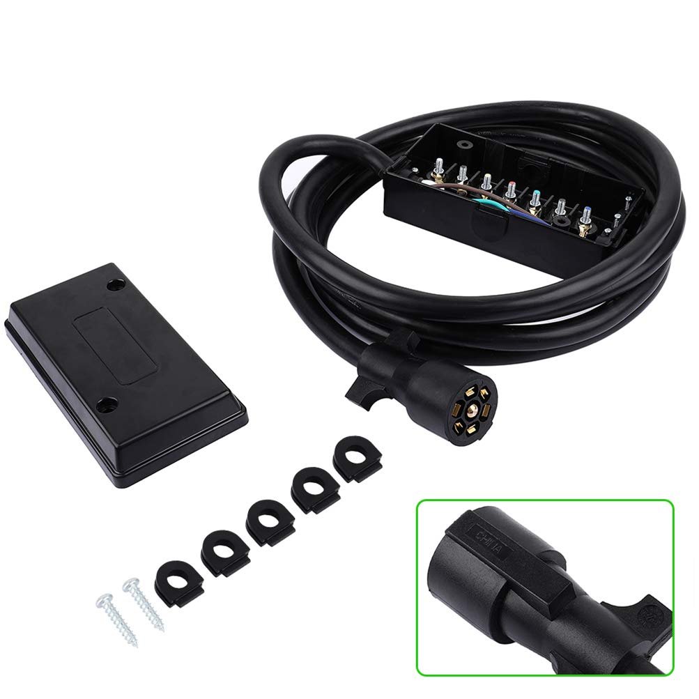 Rv 7 Way Plug Inline Pre Wired Trailer Cord Junction Box With 12 Ft Cable Heavy Duty Wire For Camper Vans And Motor Homes