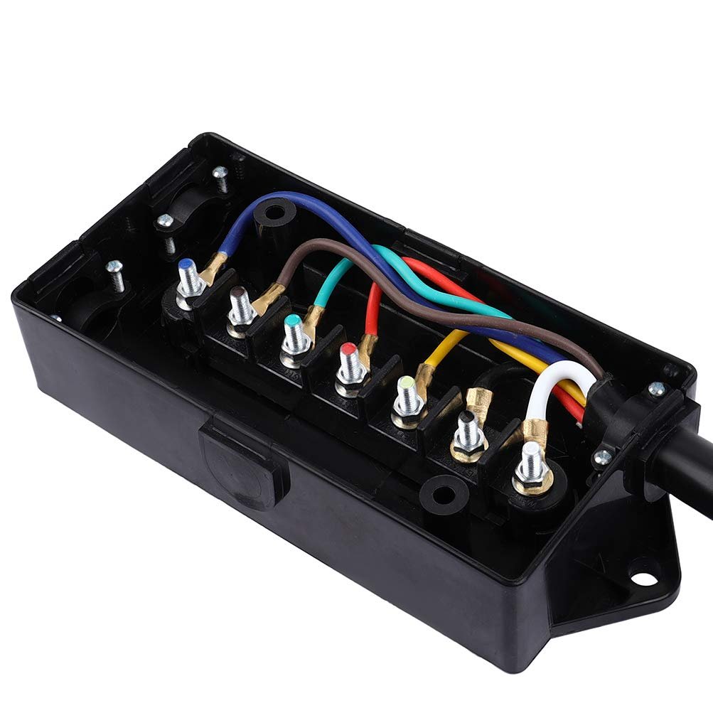 Rv 7 Way Plug Inline Pre Wired Trailer Cord Junction Box With 12 Ft Cable Heavy Duty Wire For Camper Vans And Motor Homes
