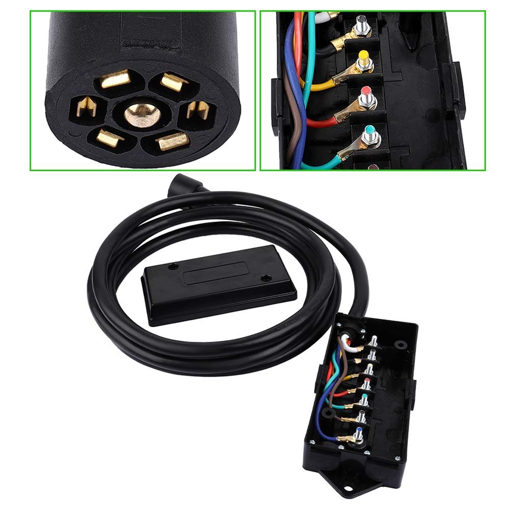 Rv 7 Way Plug Inline Pre Wired Trailer Cord Junction Box With 12 Ft Cable Heavy Duty Wire For Camper Vans And Motor Homes