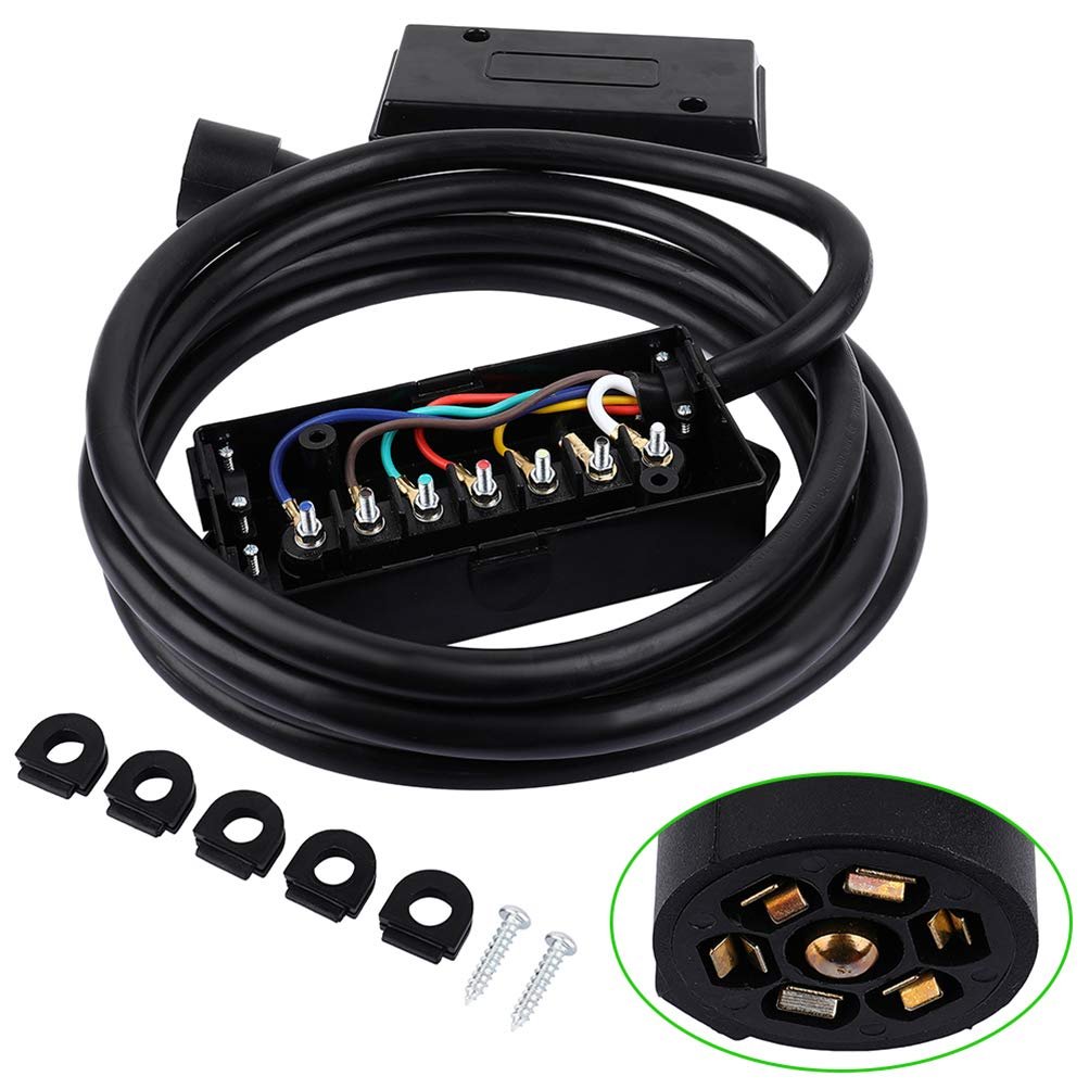 Rv 7 Way Plug Inline Pre Wired Trailer Cord Junction Box With 12 Ft Cable Heavy Duty Wire For Camper Vans And Motor Homes