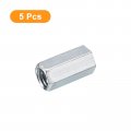 Uxcell 5pcs M12x15x30mm Coupling Nuts Galvanized Carbon Steel Hex Threaded Rod Coupler For Furniture Electronic Industrial