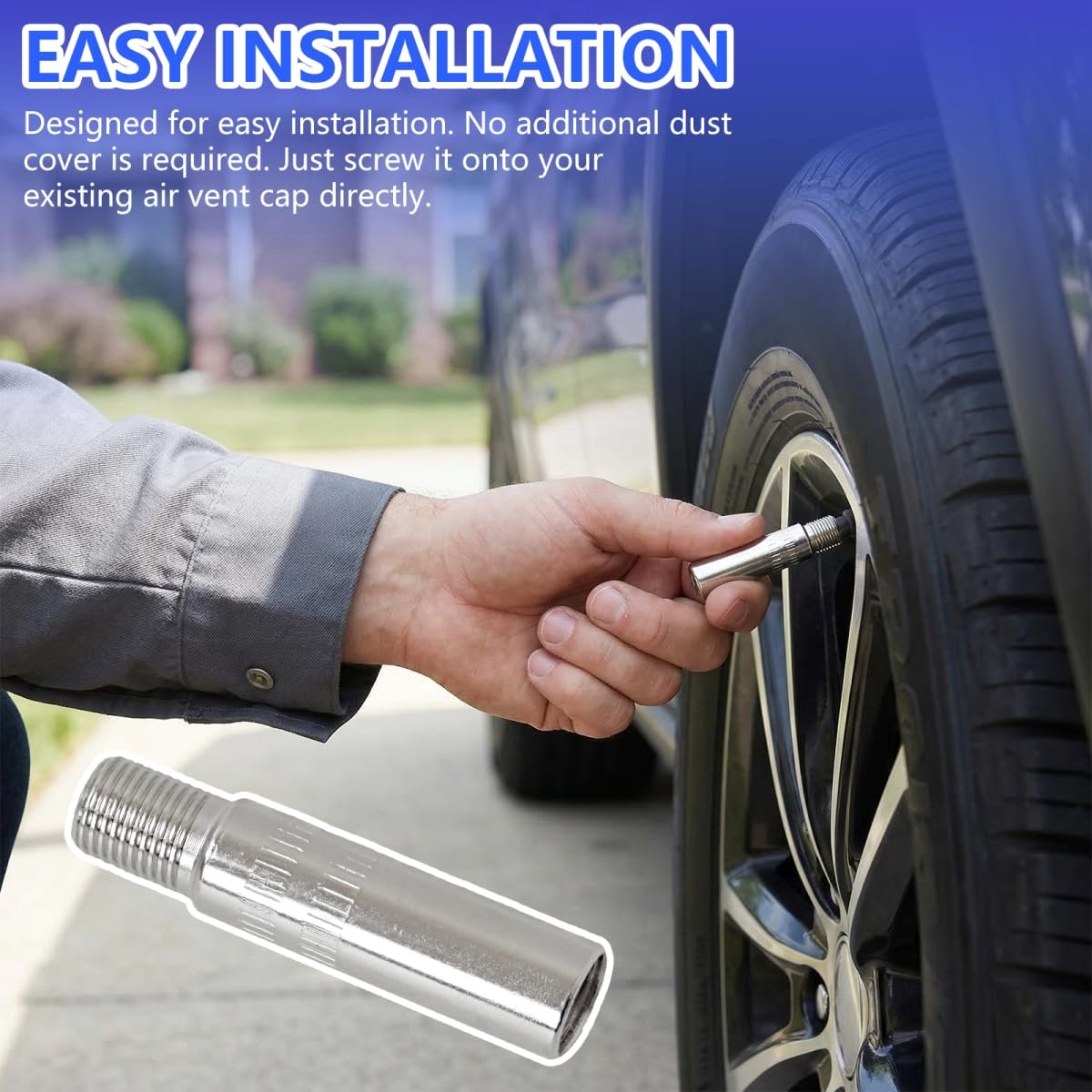 39mm Brass Tire Valve Extensions For Cars Suvs And Light Trucks 8 Piece Set Universal Fit Silver Metal Stem Extenders
