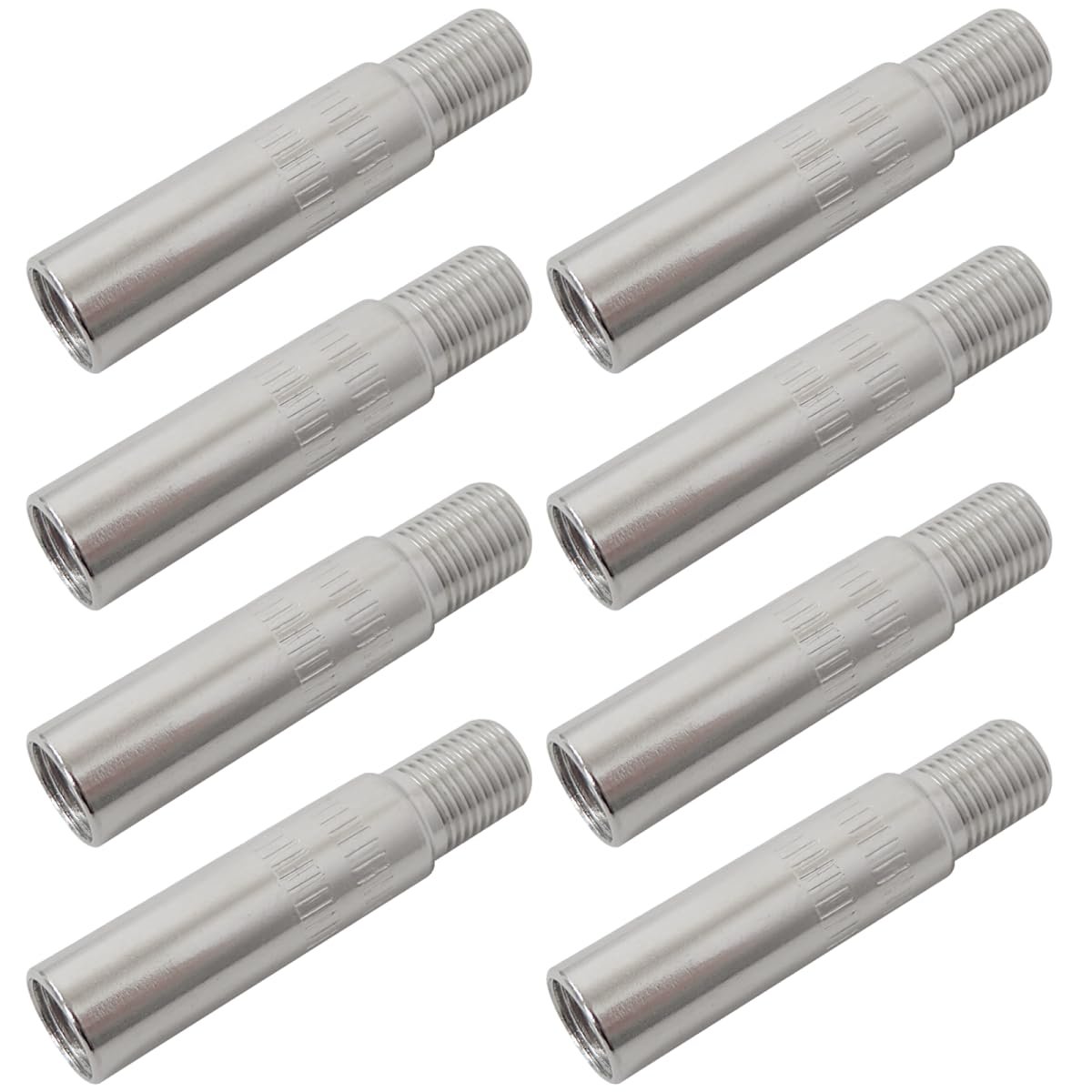39mm Brass Tire Valve Extensions For Cars Suvs And Light Trucks 8 Piece Set Universal Fit Silver Metal Stem Extenders