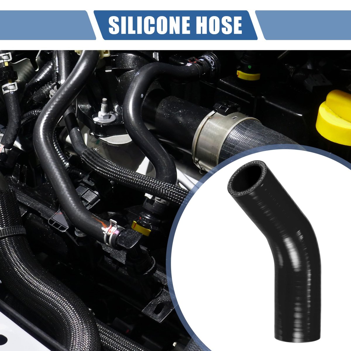 1 Pcs 32-35mm 26 -1 38 Id 90mm 3 54 Length 45 Degrees Black Car Silicone Hose Coolant Universal