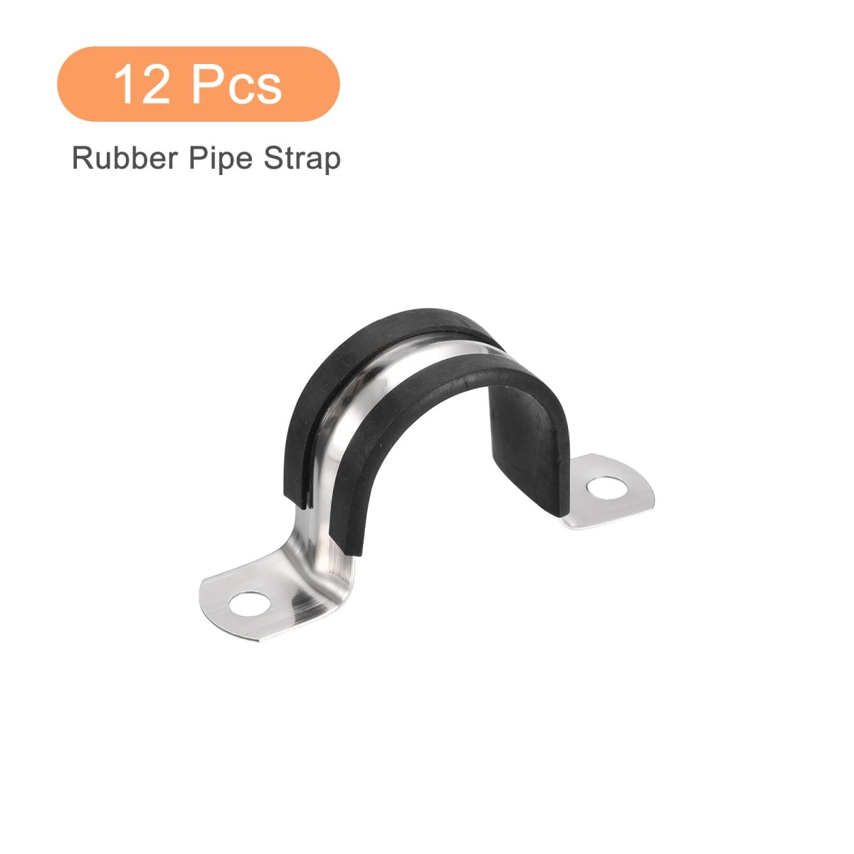 12-piece Rubber Cushioned Stainless Steel Hose Clamp 27mm 1-1 16 U-shape Metal For Tube Pipe Wire