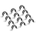 12-piece Rubber Cushioned Stainless Steel Hose Clamp 27mm 1-1 16 U-shape Metal For Tube Pipe Wire 