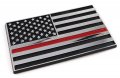 Thin Red Line Firefighter Usa Flag Black Chrome Plastic Car Track Emblem Decal 4 X 2 25