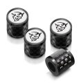 Dodge Demon In White On Real Carbon Fiber Barrel Black Premium Anodized Aluminum Tire Valve Stem Caps Set Of 4 