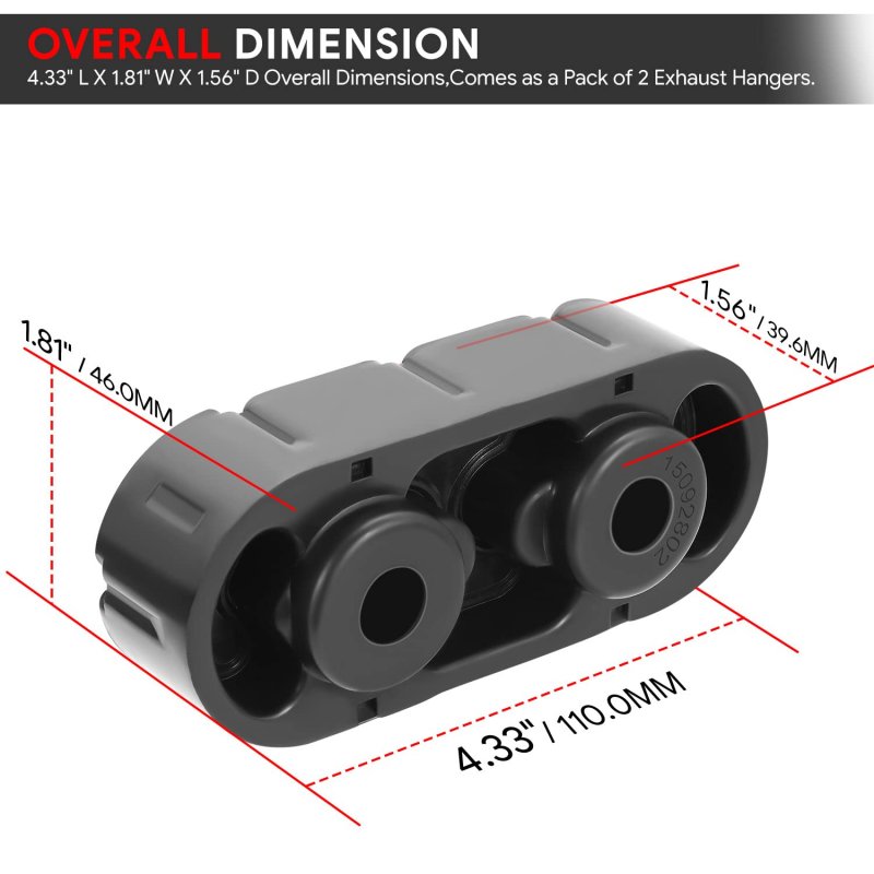 Universal Polyurethane Exhaust Muffler Insulator Hanger Exa-in-004 2 Piece Set With Built Steel Sleeve Heavy Duty Holes Design