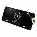 Graphics More Treble Bass Clef Heart Music Black Novelty Metal Vanity Tag License Plate