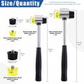 Glarks 2pcs 25mm 35mm Double-faced Soft Hammer Mallet With 4pcs Replacement Heads Kit Double Head Plastic And Rubber For 