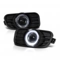Smoke Lens Led Halo Ring Projector Fog Light Driving Lamp Housing Assembly W Bezel For 1999-2003 Jeep Grand Cherokee Driver 