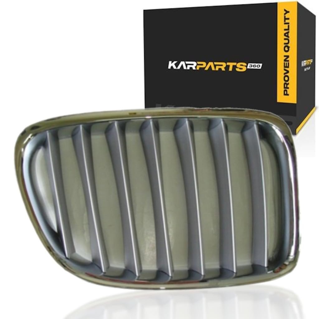 Passenger Side Grille For Bmw X1 2012 2013 2014 2015 Titanium With Chrome Finish And X Line Silver Replaces Bm1200223