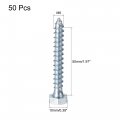 Uxcell Hex Lag Screws M6 X 50mm Carbon Steel Zinc Plated Half Thread Self-tapping Bolts For Wood Screw 50pcs