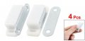 Uxcell 4 Pcs White Plastic Case Metal Plate Cupboard Door Magnetic Catch 1 8