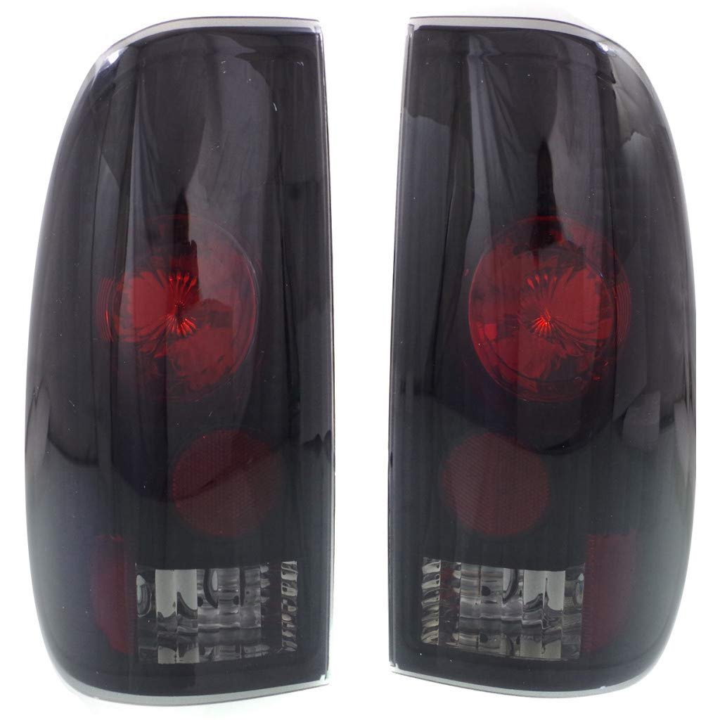 Ford 250 F 350 Super Duty Tail Light Assembly 1999 2007 Pair Black Interior Smoke Lens Styleside Halogen Direct Fit Driver And
