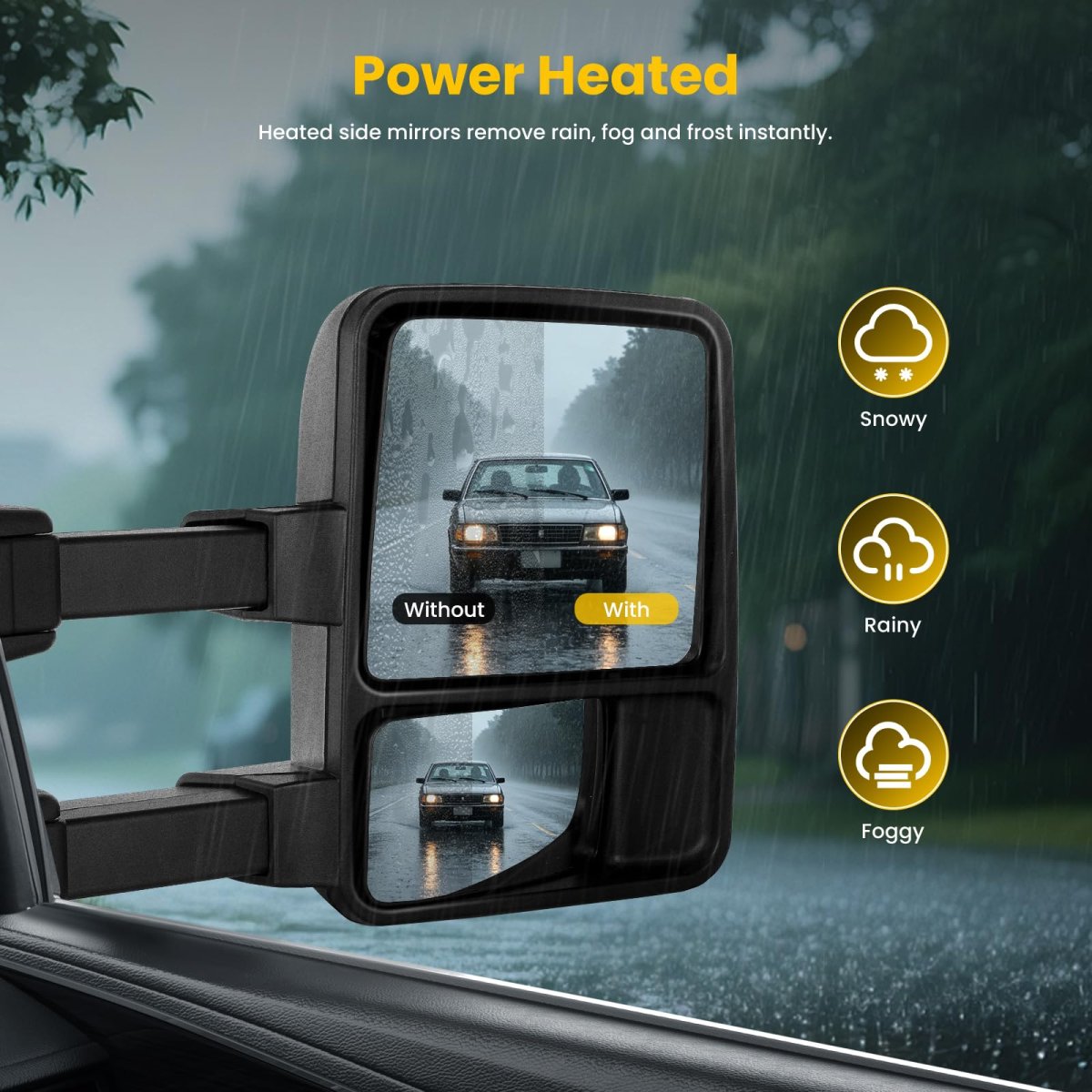Pickup Towing Mirror Rh Forord 250 350 F 450 F 550 Super Duty 2008 2016 Power Adjusted Heated With Turn Signal Black Manual