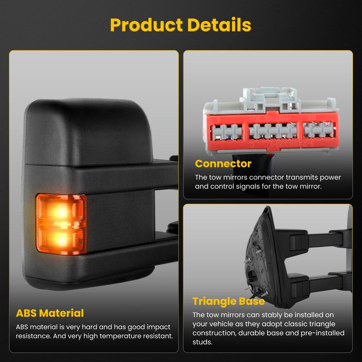 Pickup Towing Mirror Rh Forord 250 350 F 450 F 550 Super Duty 2008 2016 Power Adjusted Heated With Turn Signal Black Manual