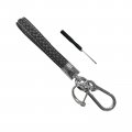Dickno Microfiber Leather Car Keychain 360 Degree Rotatable Auto Key Fob Holder With Anti-lost D-ring For Men And Women Black 