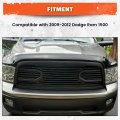 Ecotric Front Hood Bumper Grille Grill Compatible With 2009-2012 Dodge Ram 1500 Black W O Lights
