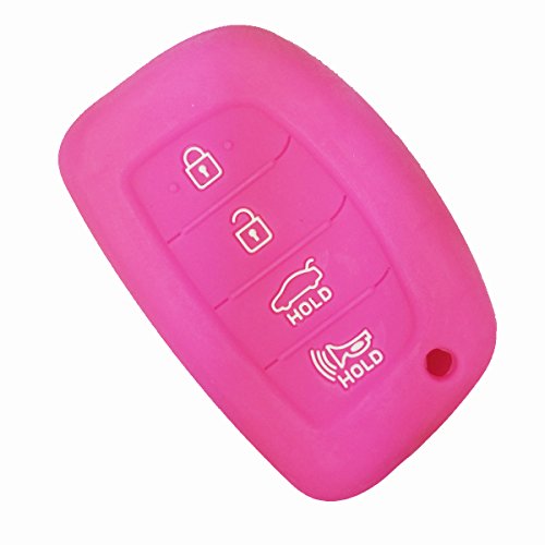 Hot Pink Rubber Key Fob Case Cover Protector fit for Hyundai Elantra Sonata 