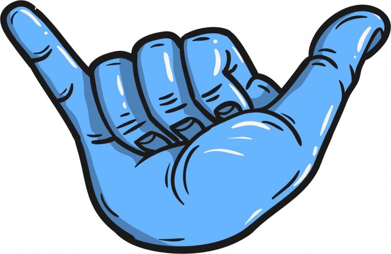 Stickertalk Blue Hang Loose Shaka Sign Vinyl Sticker 5 Inches By 3 25