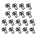 18pcs Spring Band Type Action Fuel Silicone Vacuum Hose Pipe Clamp 7mm Low-pressure Air Clip For Automotive Oil Water Black 