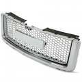 Kuafu Front Hood Molding Upper Grille Lower Compatible With 2007-2013 Gmc Sierra 1500 Denali Bumper Center Grill Chrome Silvery