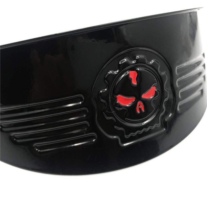 Httmt Gear Skull Black 7 Headlight Visor Heavy Duty Thick For H-d Xl Xlh Fxr Fx