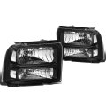 Compatible With Ford Super Duty Pair Of Black Housing Clear Corner Headlight Red Led 3rd Brake Light W O Cargo