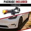 Hecasa Left Led Fog Light For 2017-2023 Tesla Model 3 2020-2023 Y Front Bumper Lamp Clear Lens Driver Side Replacement