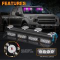 Xridonsen Purple White Emergency Dash Strobe Lights Safety Flashing Warning Hazard Interior Front Rear Windshield Light Bar