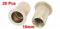 Uxcell 10mm Thread Dia 21mm Long Metal Rivet Nut Insert Nutsert Gold Tone 20pcs