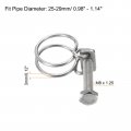Uxcell 6pcs Double Wire Hose Clamp 25-29mm Adjustable Stainless Steel Clips With M8 Bolt For Dust Collection Pump Pipe