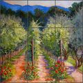 Vineyard Floral Ceramic Tile Mural 12 75 X Rose By Joanne Morris Margosian Kitchen Shower Backsplash 