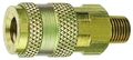 Tru Flate 13-509 Universal Coupler 0 25 In Male Npt Heavy Duty Brass Construction With Tubular Valve For Greater Air Flow 