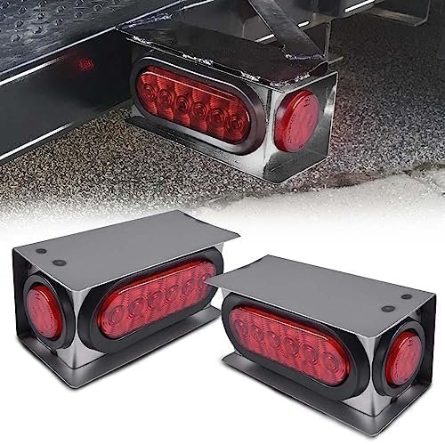 Led Trailer Tail Light Kit With Steel Boxes Housing 6 In Oval Lights And 2 Round Red Side Marker Lamps Rear Assembly For Tow