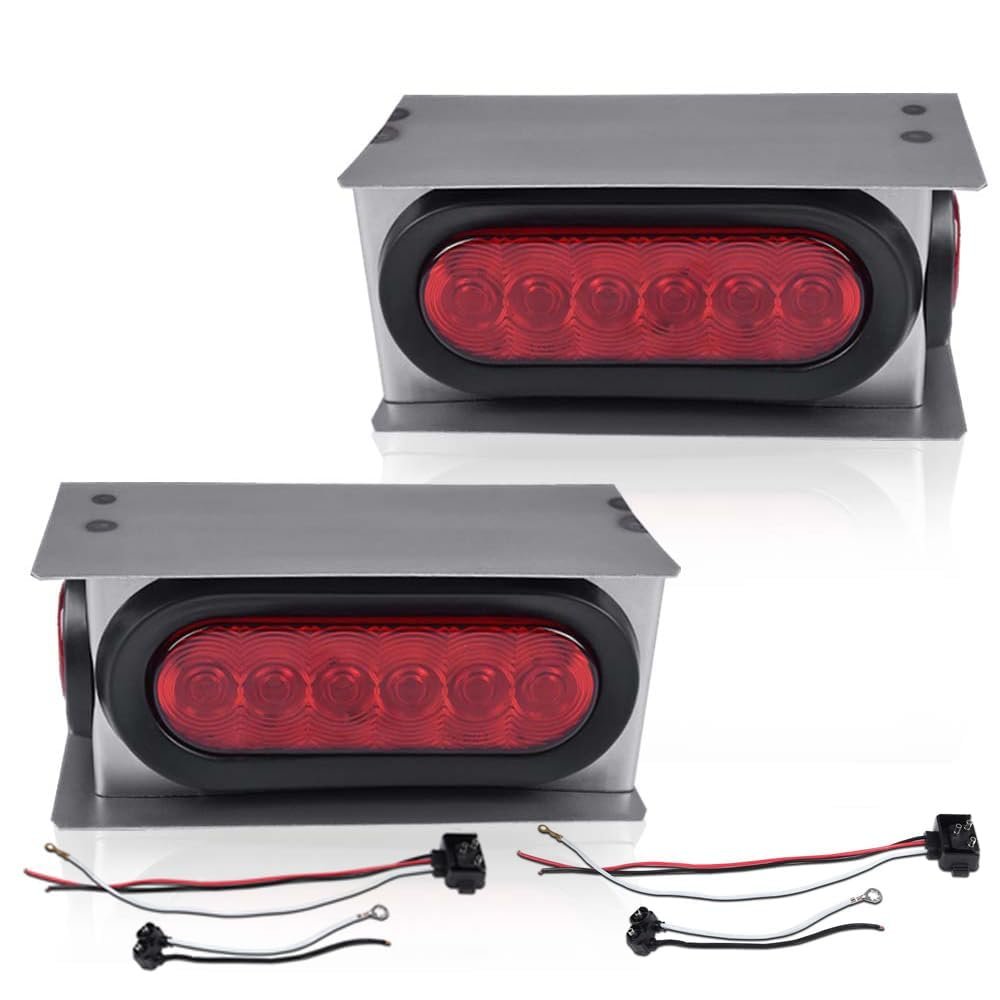 Led Trailer Tail Light Kit With Steel Boxes Housing 6 In Oval Lights And 2 Round Red Side Marker Lamps Rear Assembly For Tow