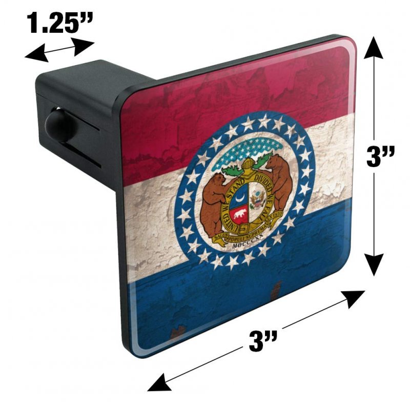 Rustic Missouri State Flag Distressed Usa Tow Trailer Hitch Cover Plug Insert