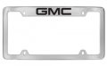 Gmc Logo License Plate Frame Holder 4 Hole Top Engraved Chrome Black Imprint 