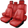 Universal Car Seat Covers Full Set Red Pu Leather 5 Seats Front And Rear Cushion Protectors For Honda Ford F150 Toyota 