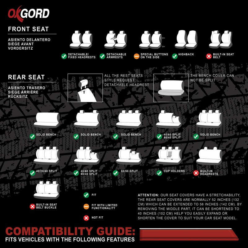 Oxgord 10 Piece Seat Cover Set For Car Truck Suv Van Pickup Cloth Solid Black